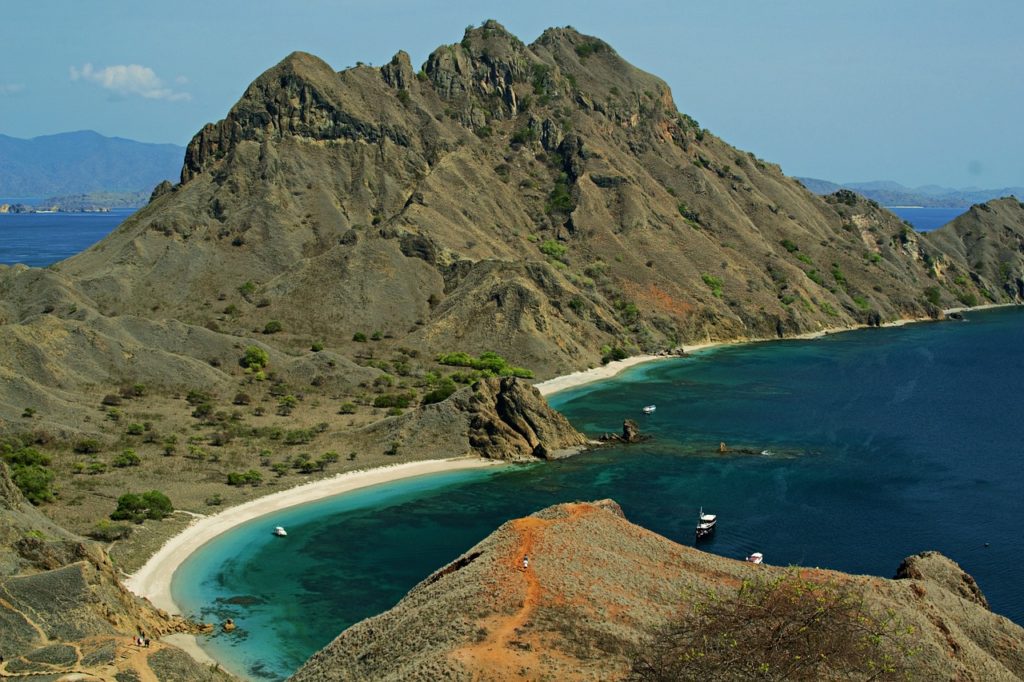 Boats in the turquoise bay of Labuan Bajo, Indonesia